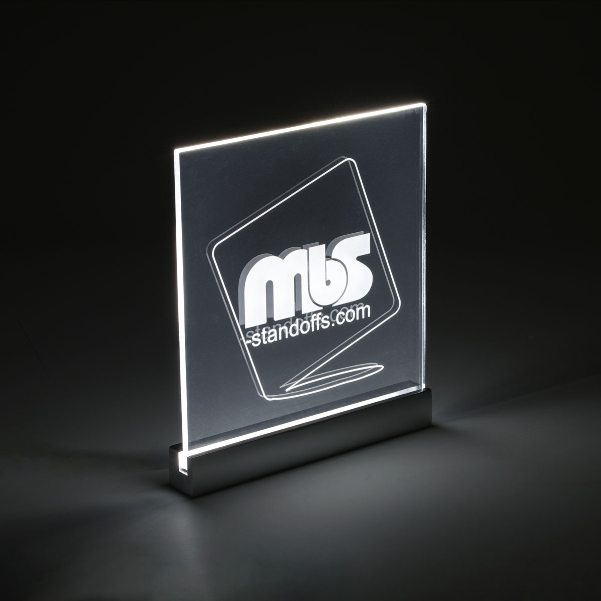 WHITE LED Sign Clamp in 7 1/16'' (180 mm) length X 1'' (25.4 mm) Silver satin aluminum finish.Mount Kit Supports Signs Up To 5/16'' Thick, Wall Mount, Low Voltage transformer included.