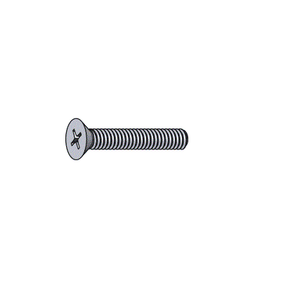 Machine screws, Phillips flat head, Zinc plated steel, #6-32 x 1 1/4